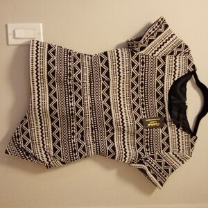 BNWT Black and  white patterned peplum top
